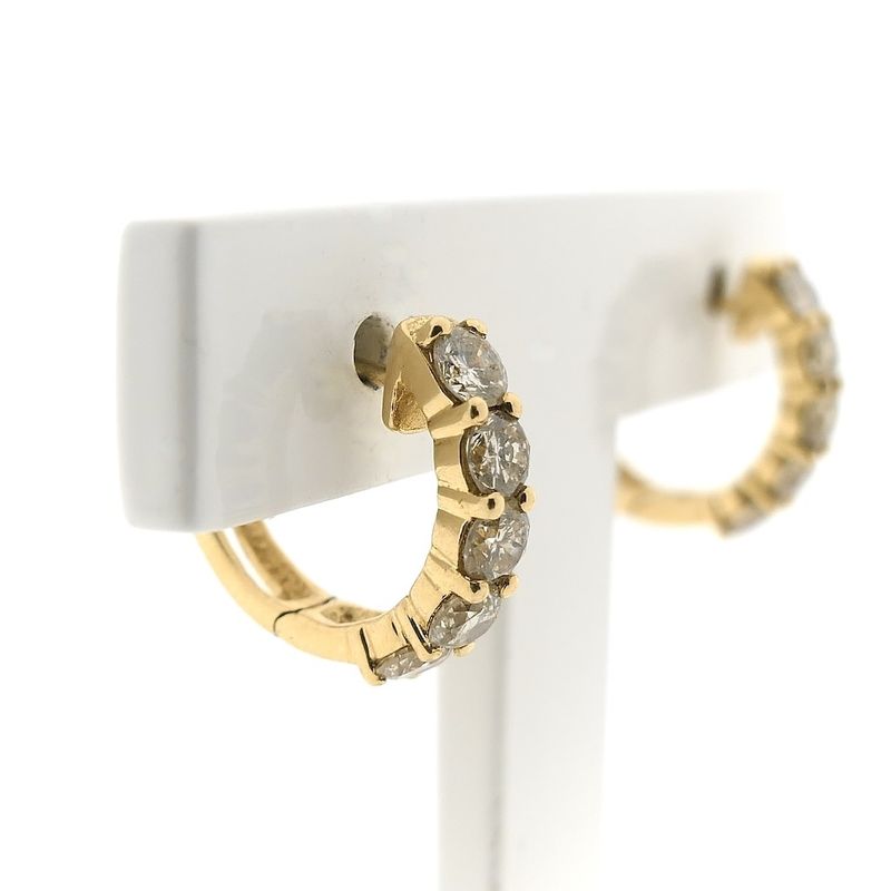Image 3 of Gold stud earrings with diamonds; 1.00 ct.