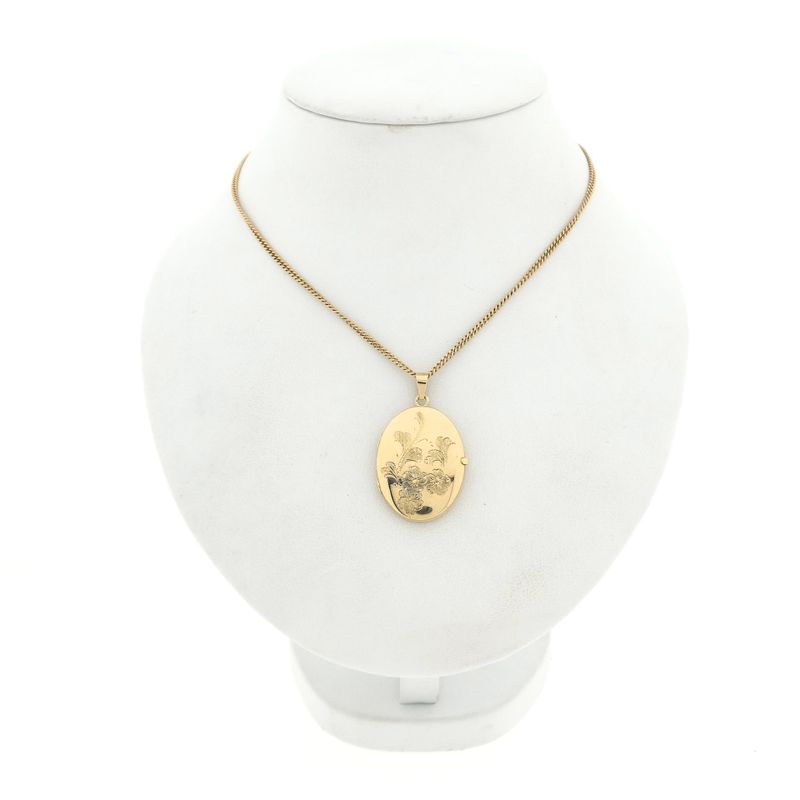 Image 3 of Gold medallion pendant; Floral design