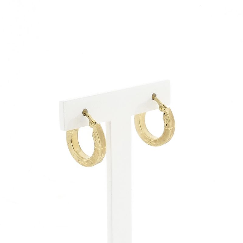 Afbeelding 3 van Gematteerd gouden oorringen met diamantslijpsel | 16.7 mm 