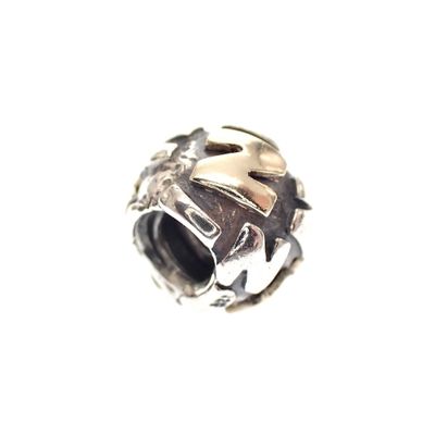 Image 1 of Pandora charm; Silver with gold; Letter N