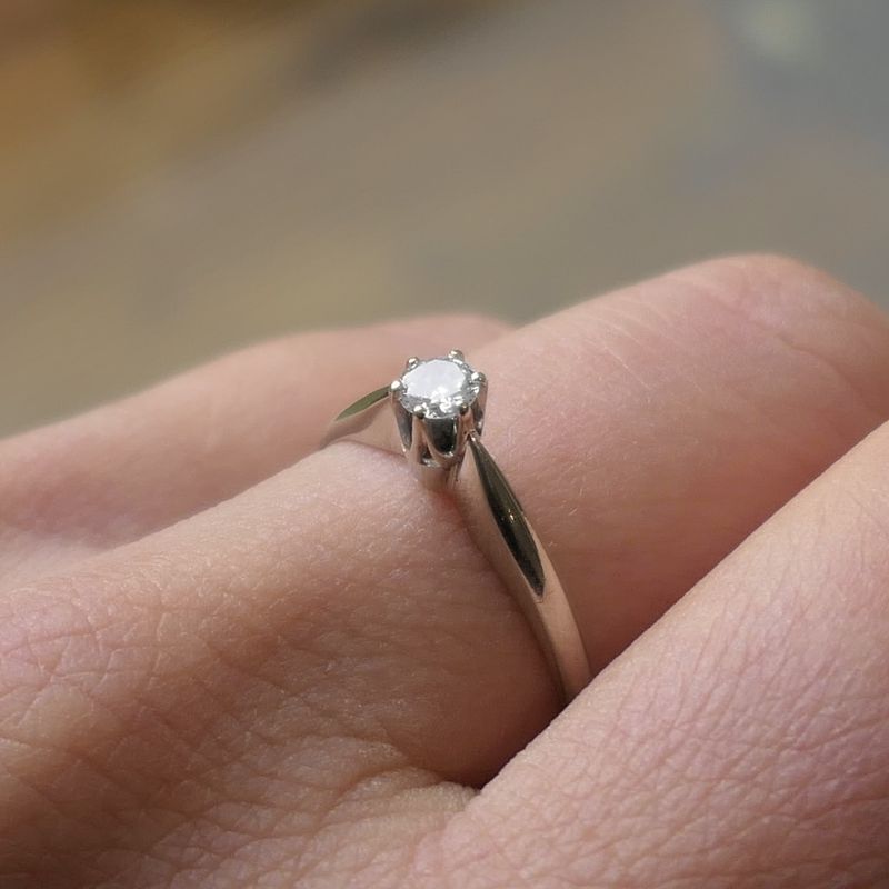 Image 8 of White gold solitaire ring with diamond | 0.16 ct.