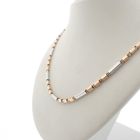 Image 3 of Two-tone gold checkered link necklace | 45 cm