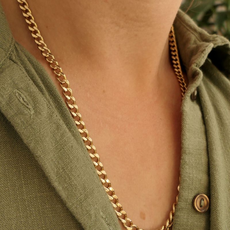 Image 8 of Sturdy gold gourmet link chain | 53.5 cm