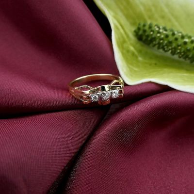 Image 2 of Vintage gold ring with diamonds; 0.09 ct.