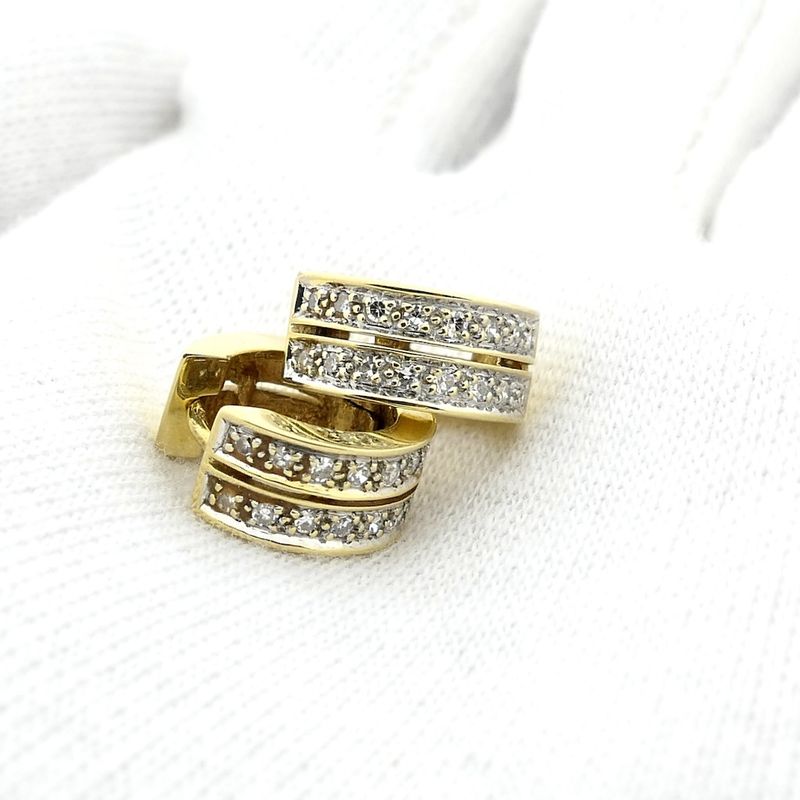 Image 12 of Gold hoop earrings with diamonds; Ø 13.1 mm