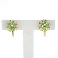 18K Gold Clip-On Earrings with Green Spinel | Vintage