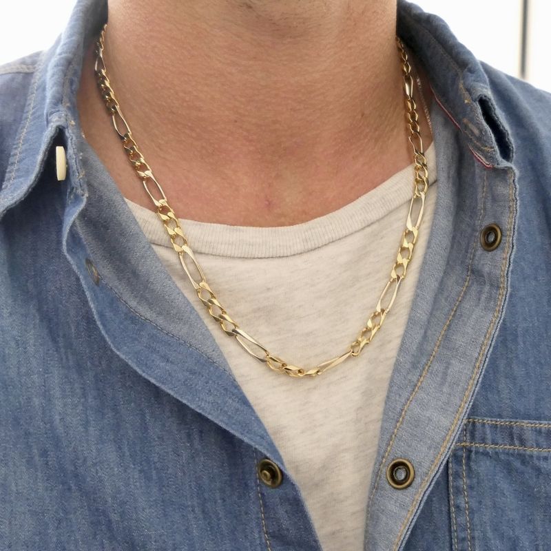 Image 2 of Two-tone gold Figaro link chain