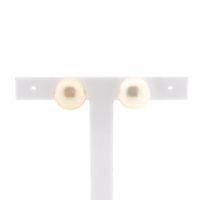 Gold stud earrings with cultured pearl