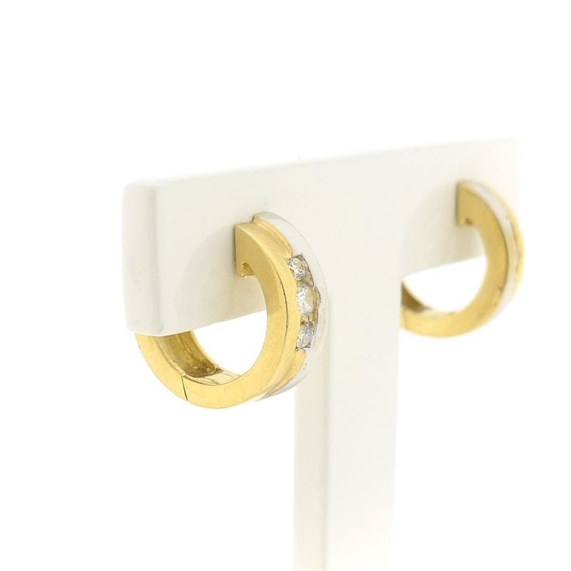Image 3 of Two-tone gold earrings with zirconia
