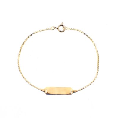 Image 1 of Gold Venetian link bracelet with plate | 16.5 cm