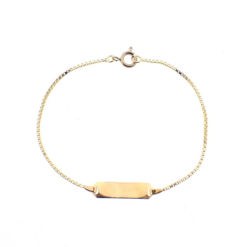 Image 1 of Gold Venetian link bracelet with plate | 16.5 cm