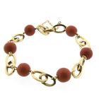Image 3 of Antique gold bracelet with blood coral beads.
