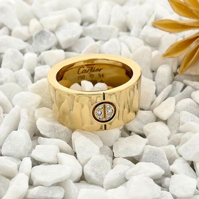 Image 2 of Cartier yellow gold wide ring with diamonds; 0.04 ct.