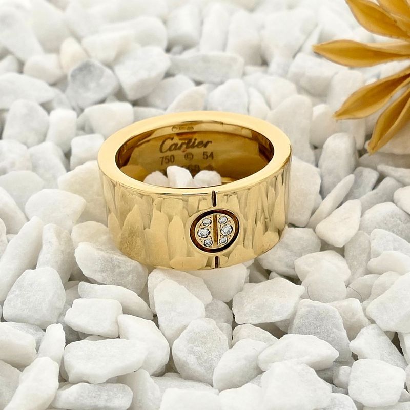 Image 2 of Cartier yellow gold wide ring with diamonds; 0.04 ct.