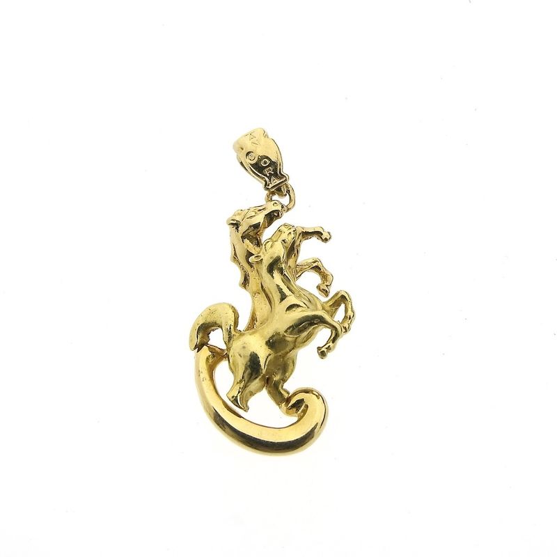 Image 1 of 18 carat gold pendant of a horse with foal