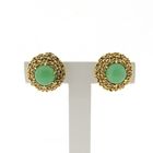 Image 1 of Gold clip-on earrings with chrysoprase