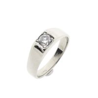 White Gold Solitaire Ring; 0.35 ct Diamond; 14K; Size 18