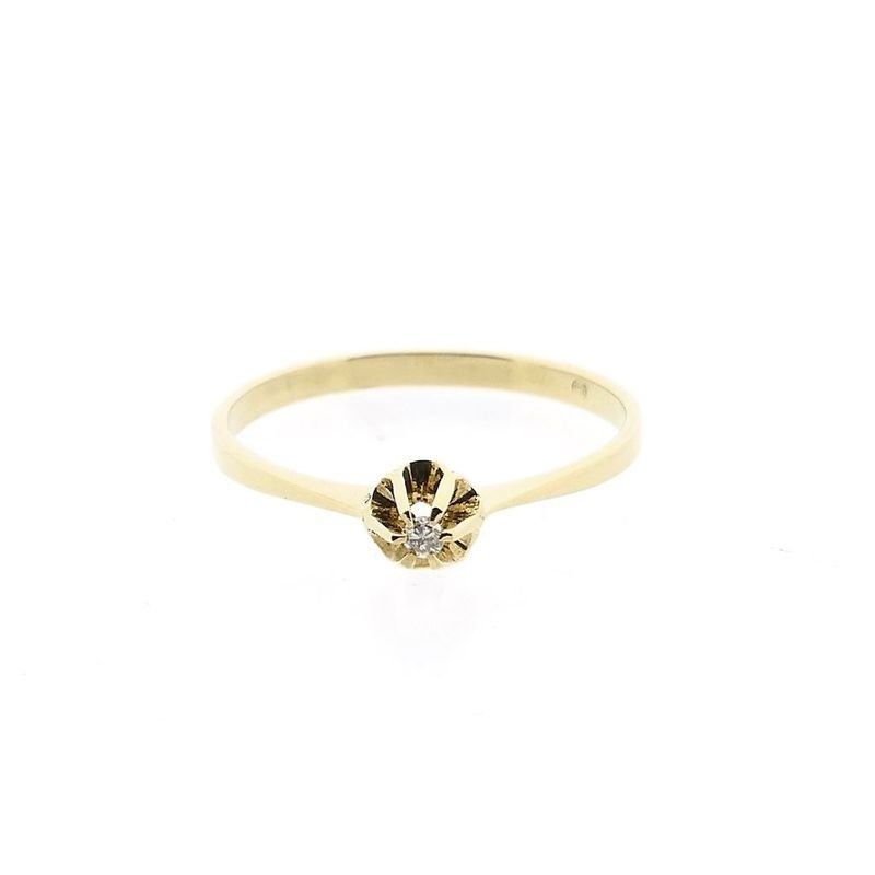 Image 3 of Gold Solitaire Ring with Diamond; 0.01 ct.