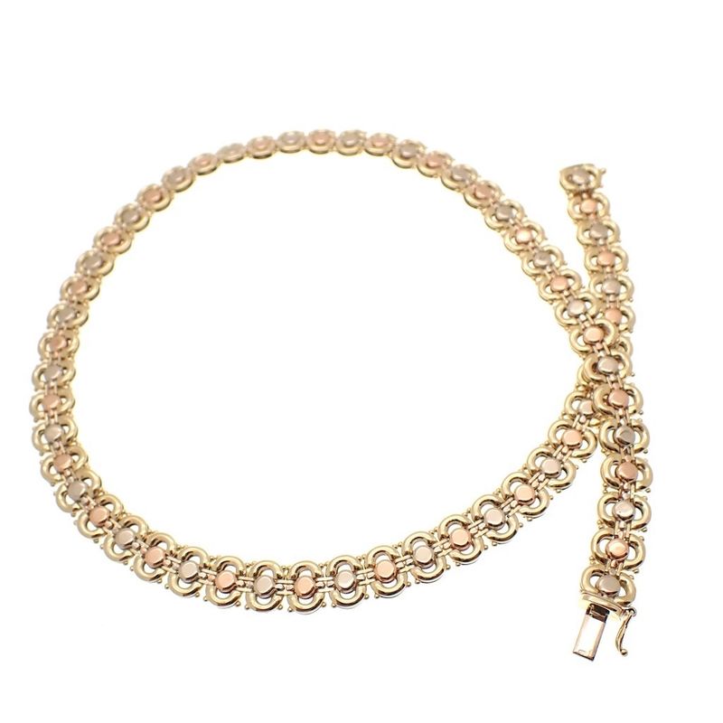 Image 4 of Tricolor gold fantasy link necklace | 45 cm