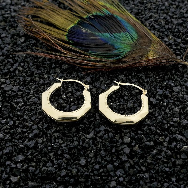 Image 2 of Gold lapidary earrings | Ø 20 mm