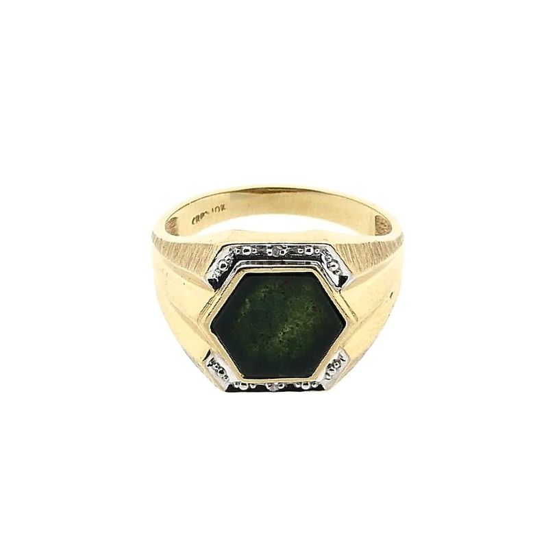 Image 3 of 10 karat signet ring with heliotrope