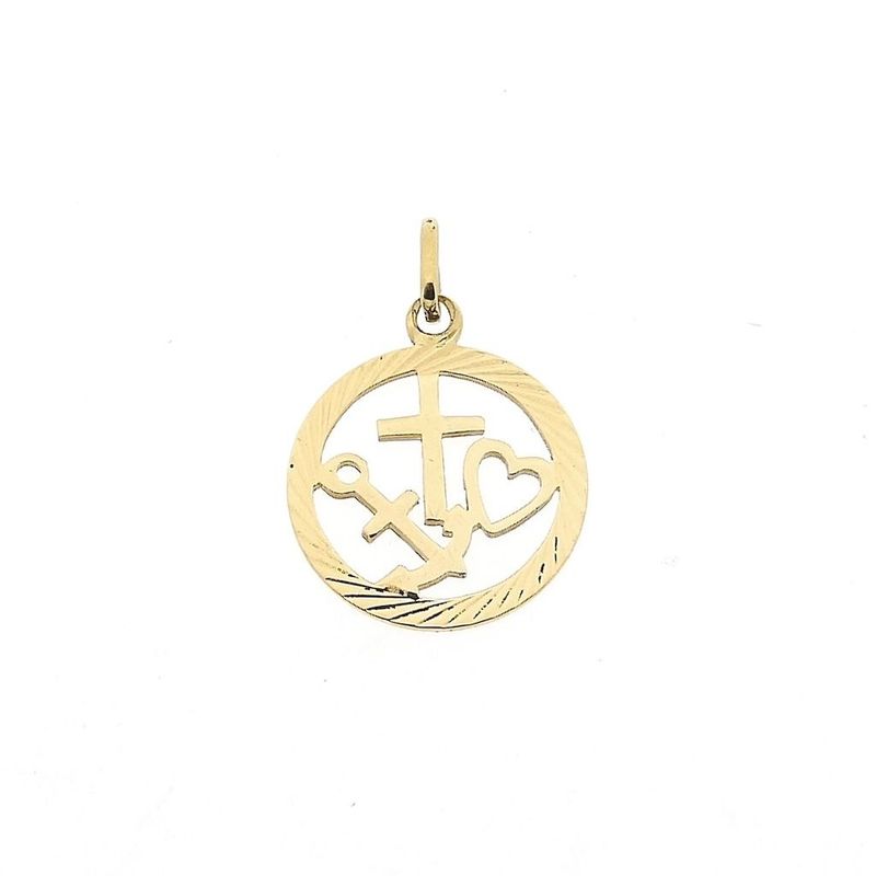 Image 1 of Golden Pendant; Faith Hope and Love