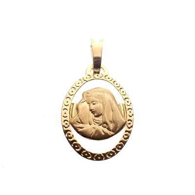 18 carat gold oval pendant of Mary Image 1 of 18 carat gold oval pendant of Mary