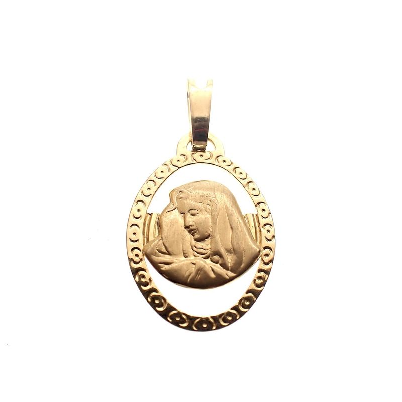 Image 1 of 18 carat gold oval pendant of Mary