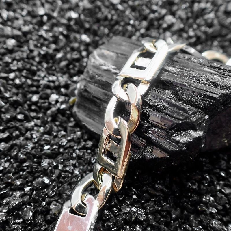 Image 8 of Two-tone gold navy link bracelet | 22 cm