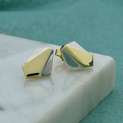 Image 2 of Two-tone gold stud earrings