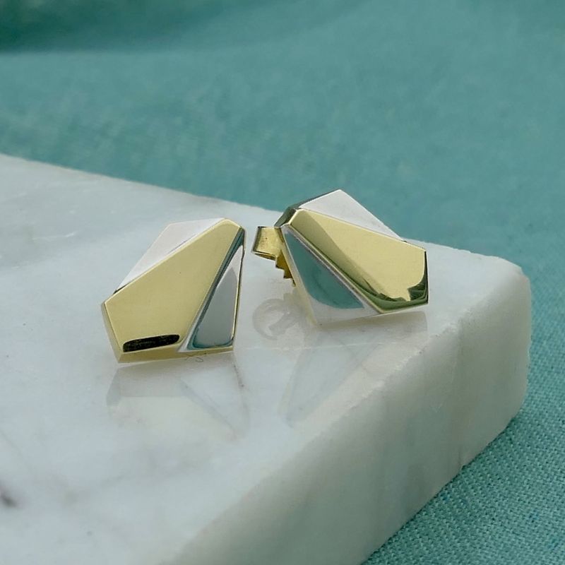 Image 2 of Two-tone gold stud earrings