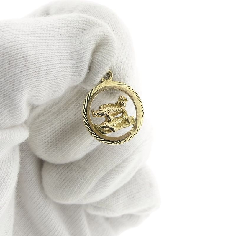 Image 2 of Gold zodiac sign pendant; Pisces