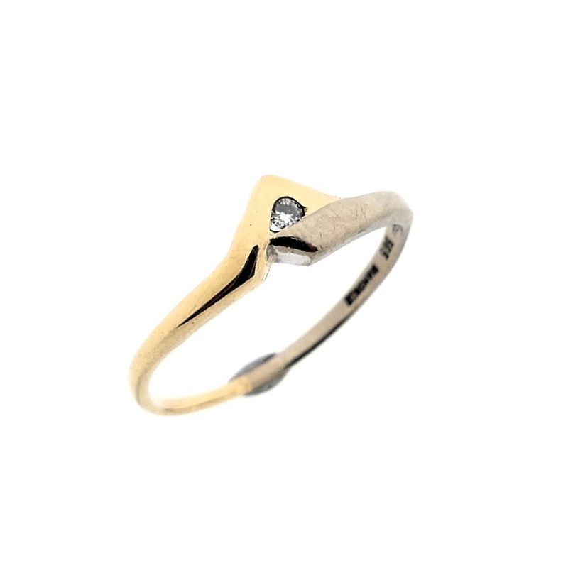 Image 1 of Two-tone gold solitaire ring with diamond; 0.02 ct.