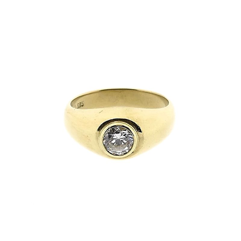Afbeelding 3 van Gouden gebolde ring met zirconia