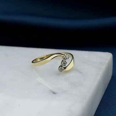 Image 2 of Gold ring with diamonds; 0.015 ct.