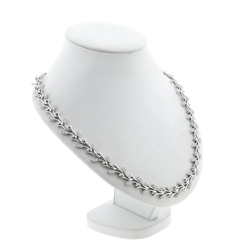 Image 3 of Floral white gold necklace with diamonds; 3.05 ct.