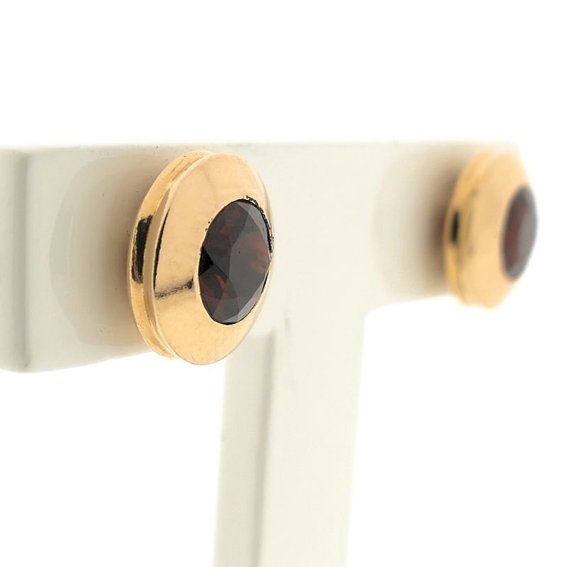 Image 3 of Rose gold stud earrings with garnet