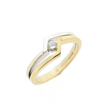 Image 1 of Two-tone gold solitaire ring with 0.12 ct. diamond | Diamonde