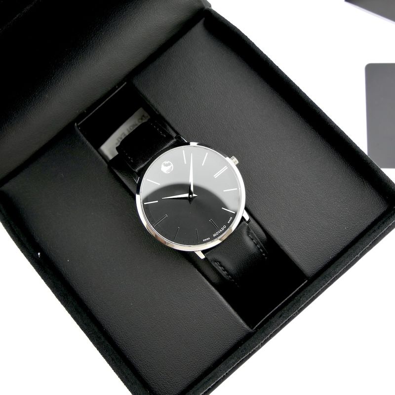 Image 13 of Movado Ulta Slim; Steel men's designer watch with gray dial; 0607086