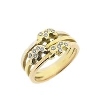 Tricolor gold ring with diamonds; 0.15 ct.