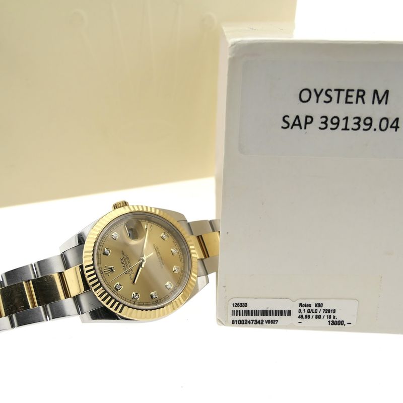 Image 20 of Rolex Datejust 41mm 126333; 18k gold/steel men's watch with diamonds