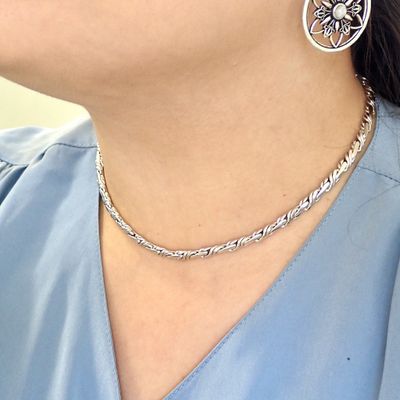 Image 2 of White gold fantasy link necklace | 41 cm