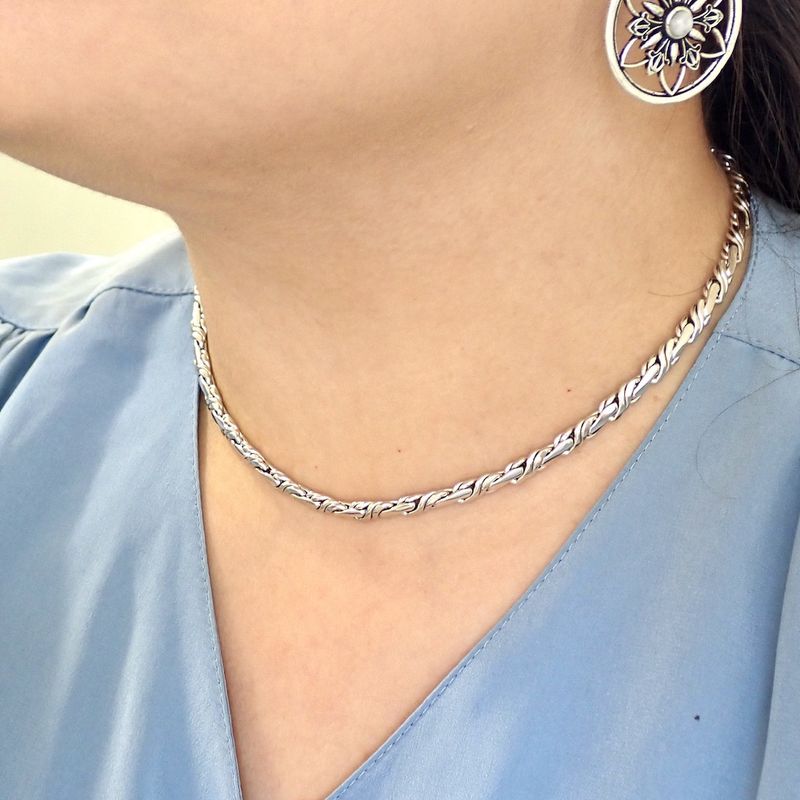 Image 2 of White gold fantasy link necklace | 41 cm