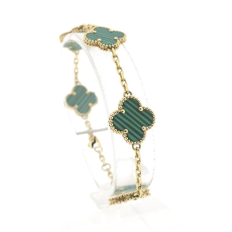 Image 1 of Gold four-leaf clover anchor link bracelet | 16.5 cm - 18.5 cm