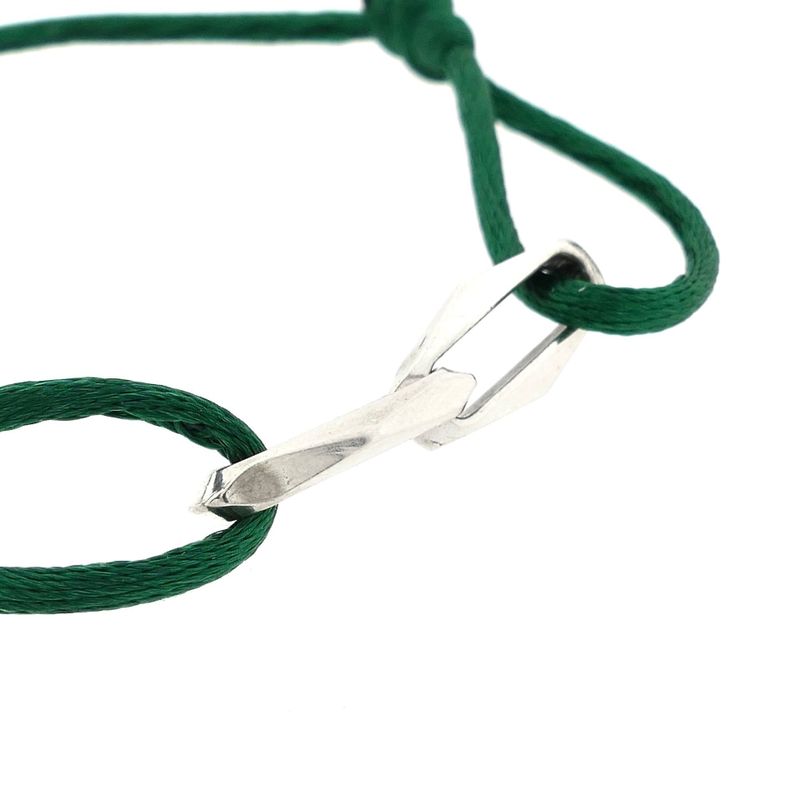 Image 4 of Forever Knots® Green Satin Bracelet with Silver Link