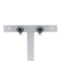 White gold earrings with Tahitian pearl and diamonds; 0.04 ct.