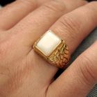 Image 7 of 18K Gold Nugget Ring with White Onyx | Men's