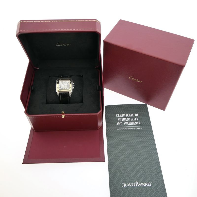 Image 19 of Cartier Santos 100 'Medium' Automatic 2878; 18k rose gold/steel watch