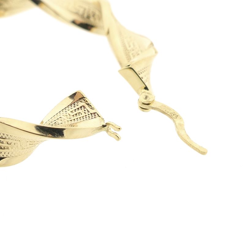 Image 9 of Gold Spiral Hoop Earrings with Greek Symbols; Ø 51 mm