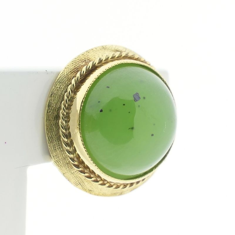 Image 3 of Gold stud earrings with Jade